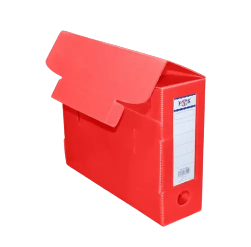 [22251-R] Boite d'Archive FABS En Polypropylène Rouge Dos 100mm Avec Etiquette Autocollante