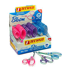 [7069] Ciseau Ecolier TECHNO Bloom 13.3 cm Multi-Couleurs