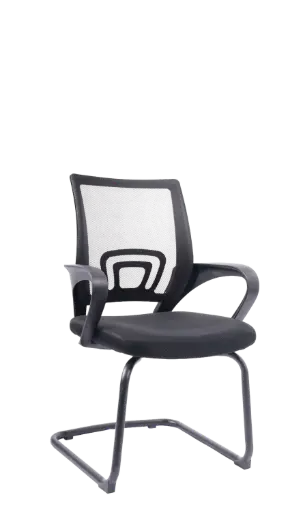 [V-938N]  Chaise Visiteur noir avec Accoudoirs En Plastique Piètement luge 