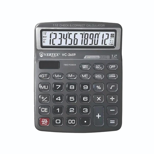 [V.C-2659] Calculatrice De Bureau VERTEX 12 Chiffres Noir