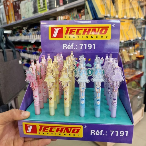 [7191] Stylo Gel TECHNO Fantaisie Princesses 0.5mm Multi-couleurs