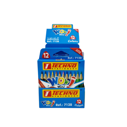 [7128] Crayons De Couleur TECHNO Wow Effaçable Boite De 12 Mini
