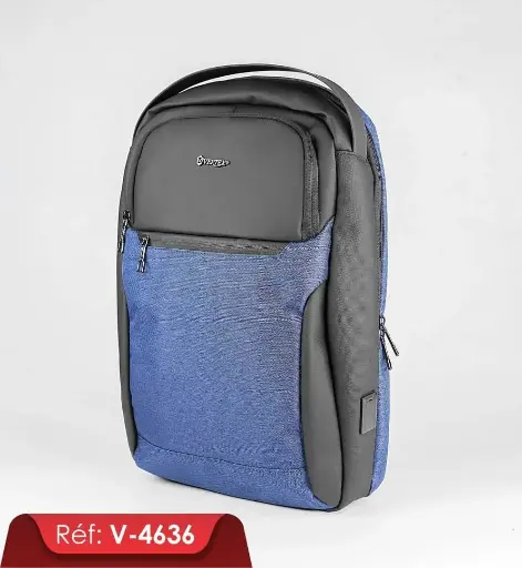 [V-4636] Sac à Dos Porte PC VERTEX 15.6" Noir et Bleu