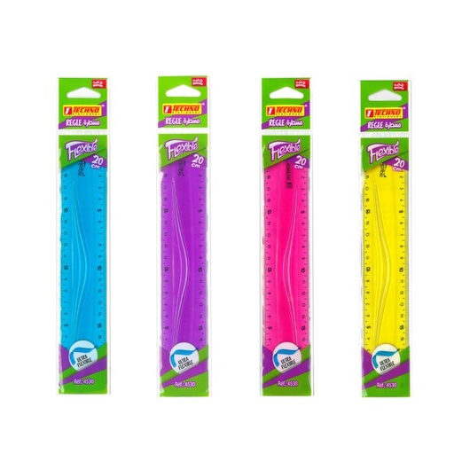 [4530] Règle Scolaire TECHNO Flexible 20cm Multi-Couleurs