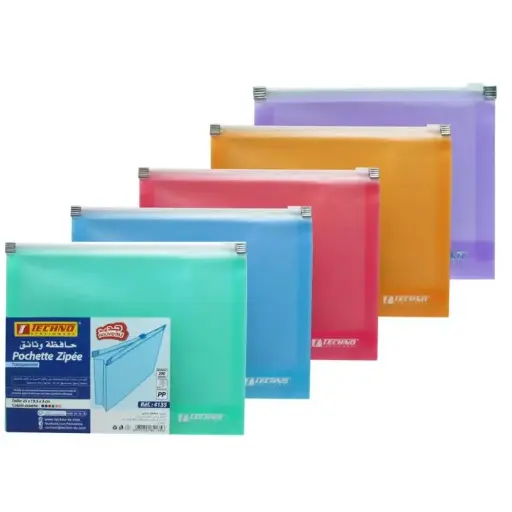 [4135] Pochette Zip TECHNO En Plastique Multi-couleur