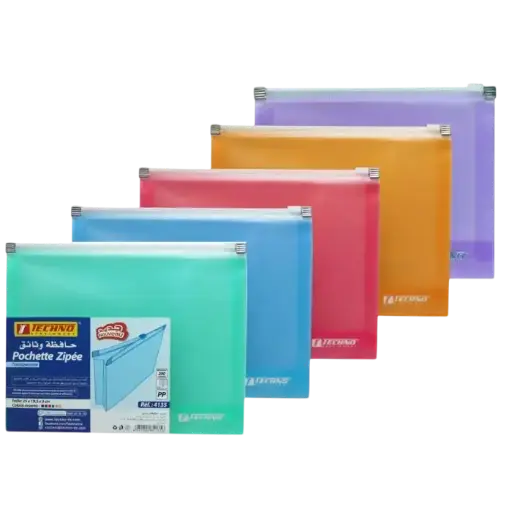 [4135] Pochette Zip TECHNO En Plastique Multi-couleur
