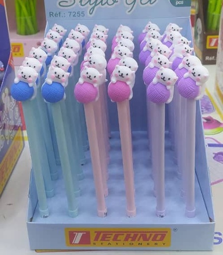 [7255] Stylo Gel TECHNO Fantaisie Cat 0.5mm Multi-couleurs