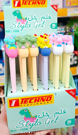 [7256] Stylo Gel TECHNO Fantaisie Dinosaure 0.5mm Multi-couleurs
