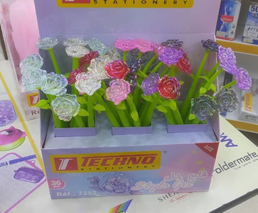 [7252] Stylo Gel TECHNO Fantaisie Mini Fleurs 0.5mm Multi-couleurs