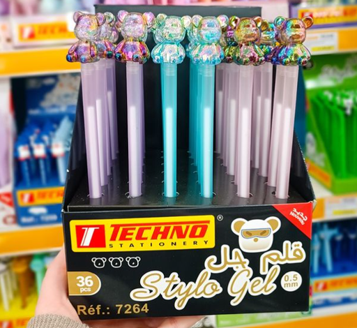 [7264] Stylo Gel TECHNO Fantaisie Chromé 0.5mm Multi-couleurs