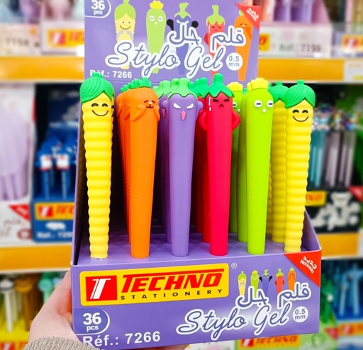 [7266] Stylo Gel TECHNO Fantaisie Légumes 0.5mm Multi-couleurs