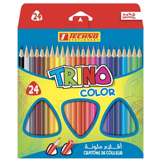 [4369] Crayons De Couleur TECHNO Trino Boite De 24