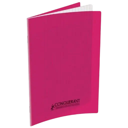 [400002770] Cahier CONQUERANT Pique 96 Pages Séyès 17x22 90g Couverture Rigide Transparente En PP Rose