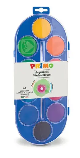 [120A10SG] Peinture Aquarel PRIMO 10 Couleur Pastel Jumbo 44mm avec Pinceau