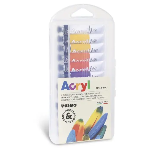 [407TA12PP] Peinture Acrylic PRIMO 12 Couleur 7.5mm En Tube