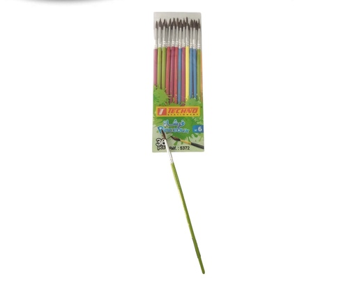 [5372] Pinceau Écolier TECHNO N°6 en Bois Jeu de 36 PCS