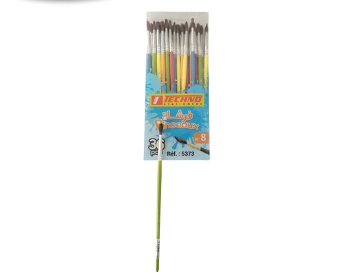 [5373] Pinceau Écolier TECHNO N°8 en Bois Jeu de 36 PCS