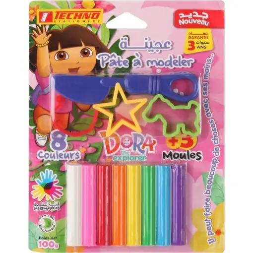 [TCHNO_4392] Pâte à Modeler TECHNO 08 Couleurs Avec 3 Moules Licence