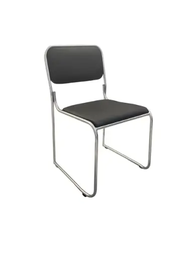 [114S/C114S] Chaise Visiteur Luge En Simili Cuir Sans Accoudoir Noir