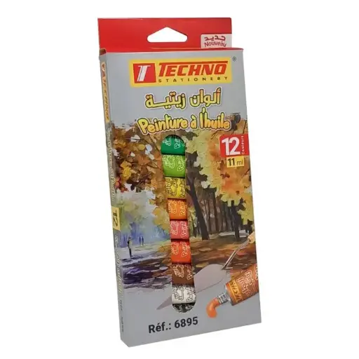 [6895] Boite De 12 Tubes De Peinture à L'huile TECHNO Color 12ml