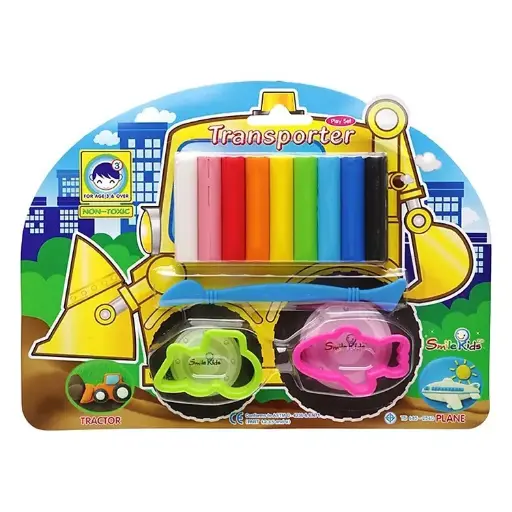 [SK-110TN] Pâte à Modeler SMILE KIDS 110g avec 2 Moules et Couteau Jeu de 9 Couleurs sous Blister