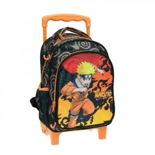 [369-00072] Sac à Dos Scolaire à Roulette GIM Naruto Noir et Orange