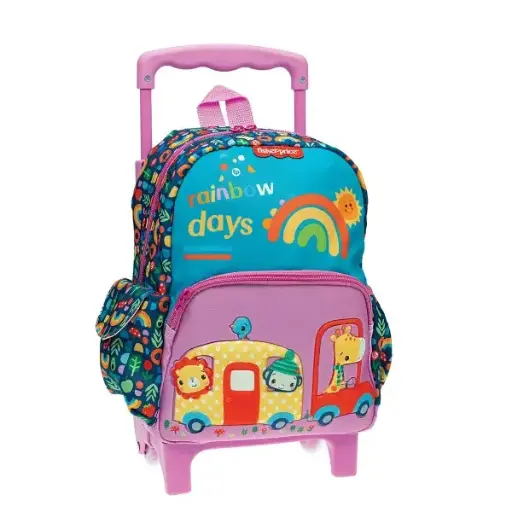 [349-47073] Sac à Dos Scolaire à Roulette GIM Rainbow Days avec 2 Compartiments Vert et Rose