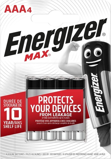 [E92BP4-PWR] Jeu de 4 Piles ENERGIZER Alkaline Power LR3 AAA