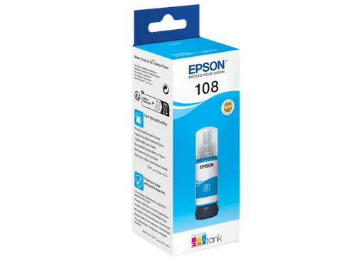 [C13T09C24A] Bouteille D'encre EPSON 108 EcoTank Cyan Pour Imprimantes  L18050 L8050 L8100