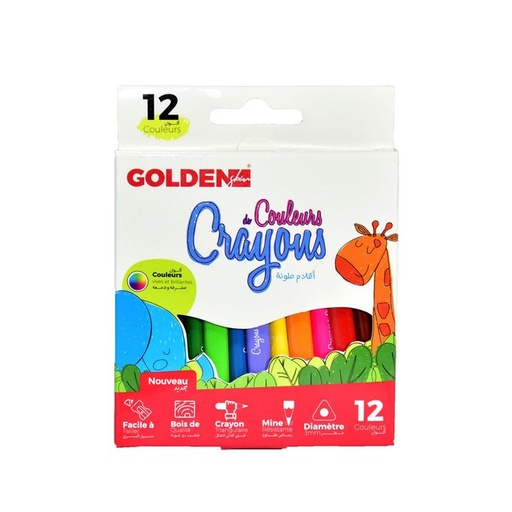 [37212] Crayons De Couleur GOLDEN Jungle Boite De 12 Mini
