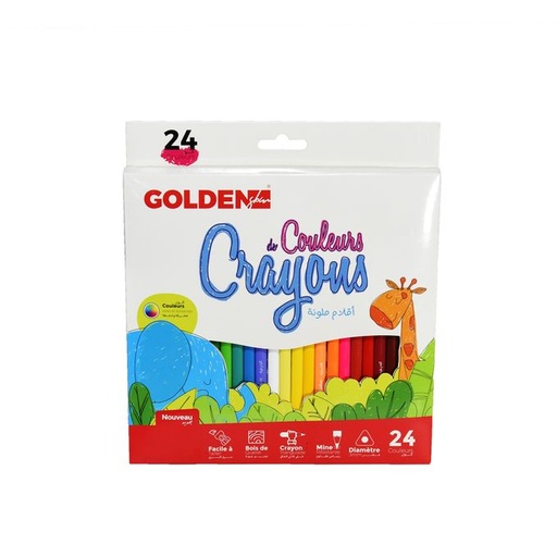 [37215] Crayons De Couleur GOLDEN Jungle Boite De 24