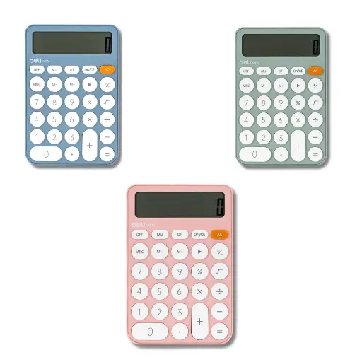 [M124] Calculatrice De Bureau DELI EM124 12 Chiffres Multi-Couleurs