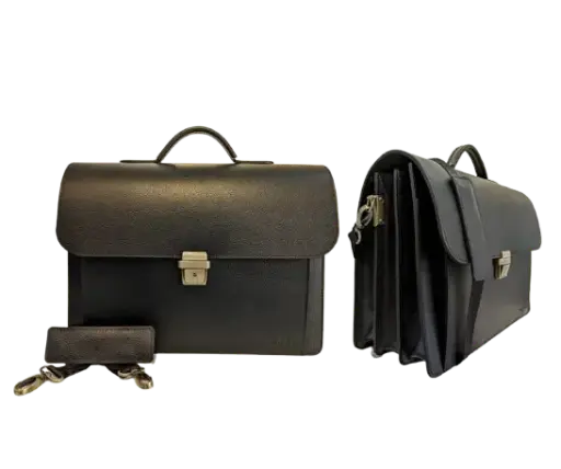 [TAHAT-1103N] Cartable Luxe en Cuir TAHAT 3 Compartiments Avec Une Poche Noir