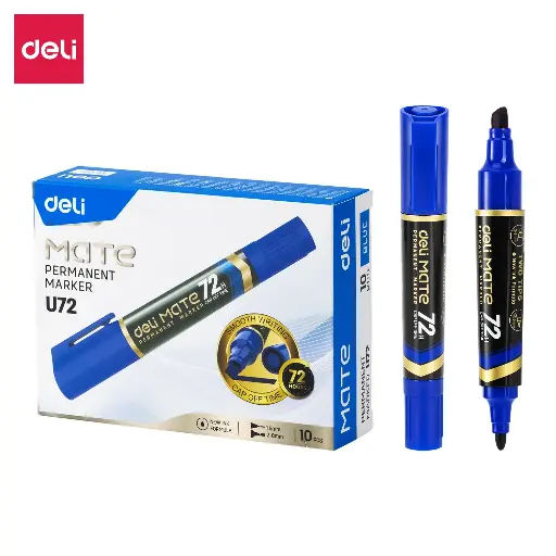 [EU72-BL] Marqueur Stylo Deli  Permanent Double tête Bleu