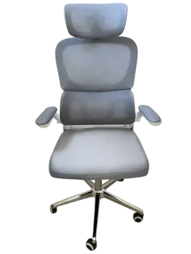 [OP-GF15-G] Chaise Directionnelle Filet avec Accoudoirs en Plastique Gris 