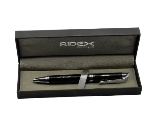 [SIN2-N] Stylo Ridex en Métal Luxe Noir et Argent avec Boite Noir