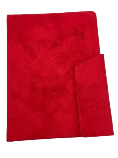 [AG-2724-RG] Agenda Journalier SAMBRA A5 2026 Granulée / Effet Froissé  Avec rabat  Rouge 2724-RG