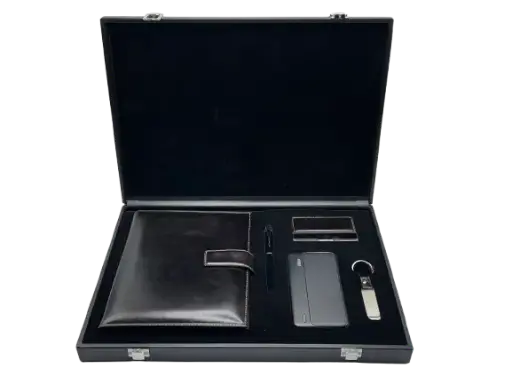 [DC7] Coffret 5 Pièces Power Bank 10000mAh Stylo Organiseur A5+ Porte Carte Visite Clé USB32GB Noir