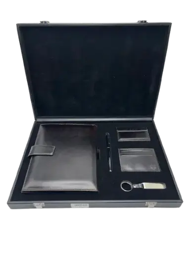 [DC6] Coffret 5 Pièces Cartes Crédit 6 Volets Stylo Organiseur A5 Porte Carte Visite Clé USB 32 GB Noir