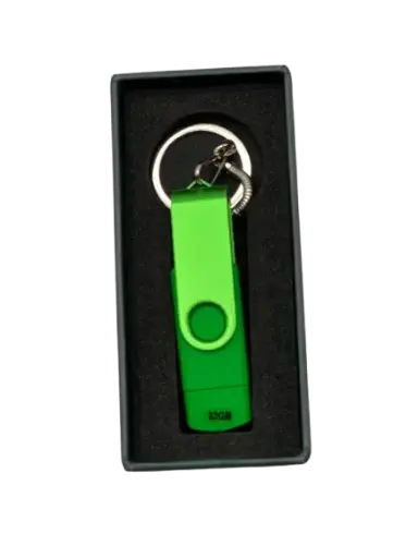 [USB16-OTG-32GB-V] Clé USB et Porte Clé 32GBG OTG avec Boite Vert