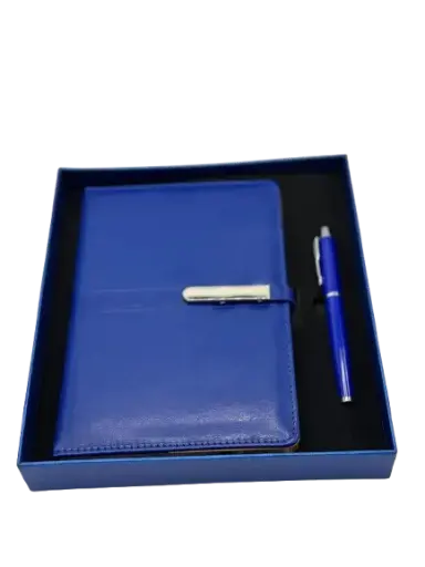 [49028-B]  Coffret Notebook GOLDEN avec Stylo Bleu