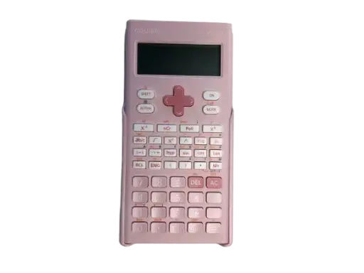 [1700-PK] Calculatrice Scientifique DELI 240 Fonctions 10+2 Chiffres 2 Lignes Rose