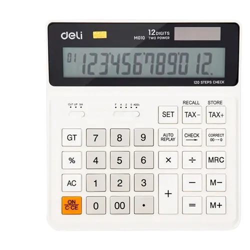 [M01010] Calculatrice de Bureau DELI 12 Chiffres Blanc