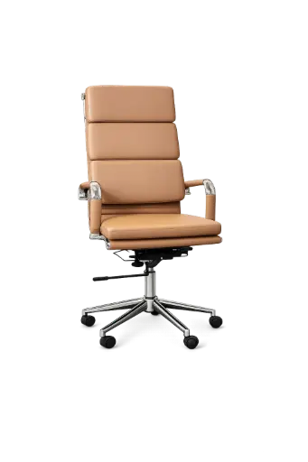 [OP-AURA-M] Chaise Directionnelle AURA Simili Cuir Marron Claire Piètement Chromé 