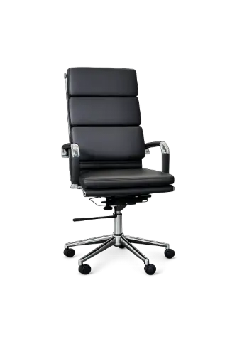 [OP-AURA-N] Chaise Directionnelle AURA en Simili Cuir Noir Piètement Chromé 