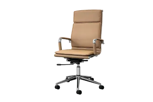 [OP-ELITE-M] Chaise Directionnelle ELITE Simili Cuir Marron Clair Piètement Chromé 
