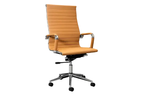 [OP-NOBLE-M] Chaise Directionnelle Noble en Simili Cuir Marron Clair Piètement Chromé 