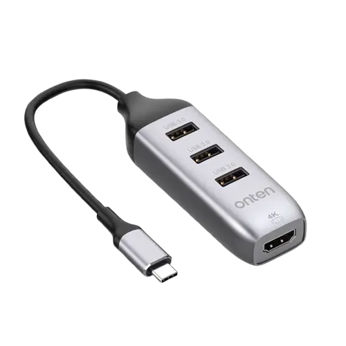 [OTN-95118H] Adaptateur Onten 4 en 1 USB-C Vers HDMI + 3 USB3.0 