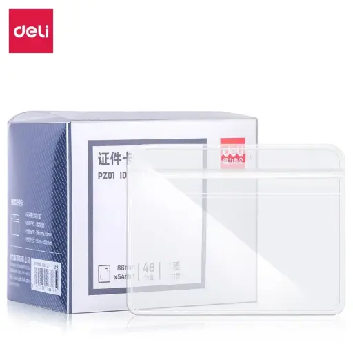 [PZ01] Porte Badge Deli Horizontal 54x86mm en Pvc 0.32mm Transparent  