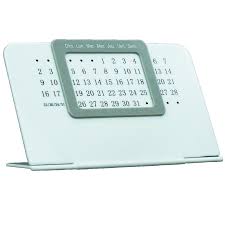 [00182] Calendrier De Bureau Perpétuel Unique Blanc En Plastique à Cadran Gris